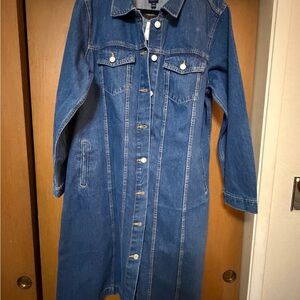 GAP Longline Denim Jacket Coat - Blue